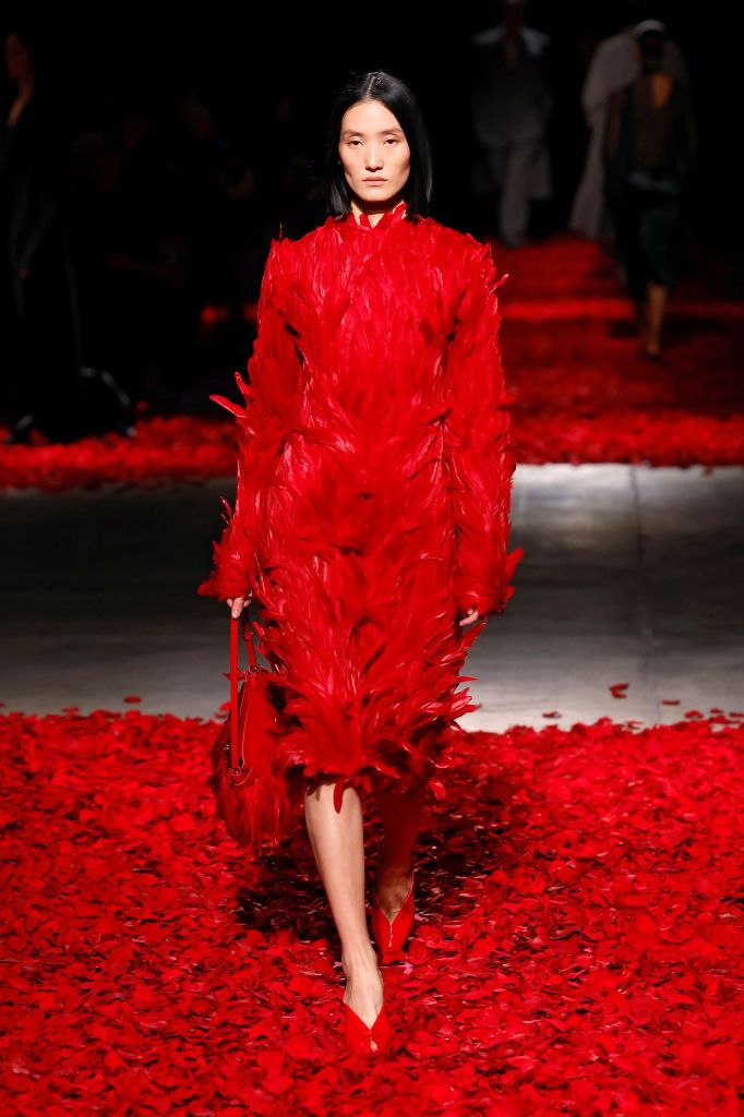 MILAN, ITALY - MARCH 1: A model walks the runway at the Ferragamo fashion show during the Milan Fashion Week - Womenswear Fall/Winter 2025/2026 on March 1, 2025 in Milan, Italy. (Photo by Estrop/Getty Images)