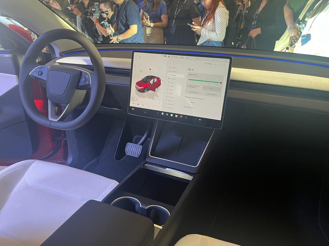 The interior of the Tesla New Model Y