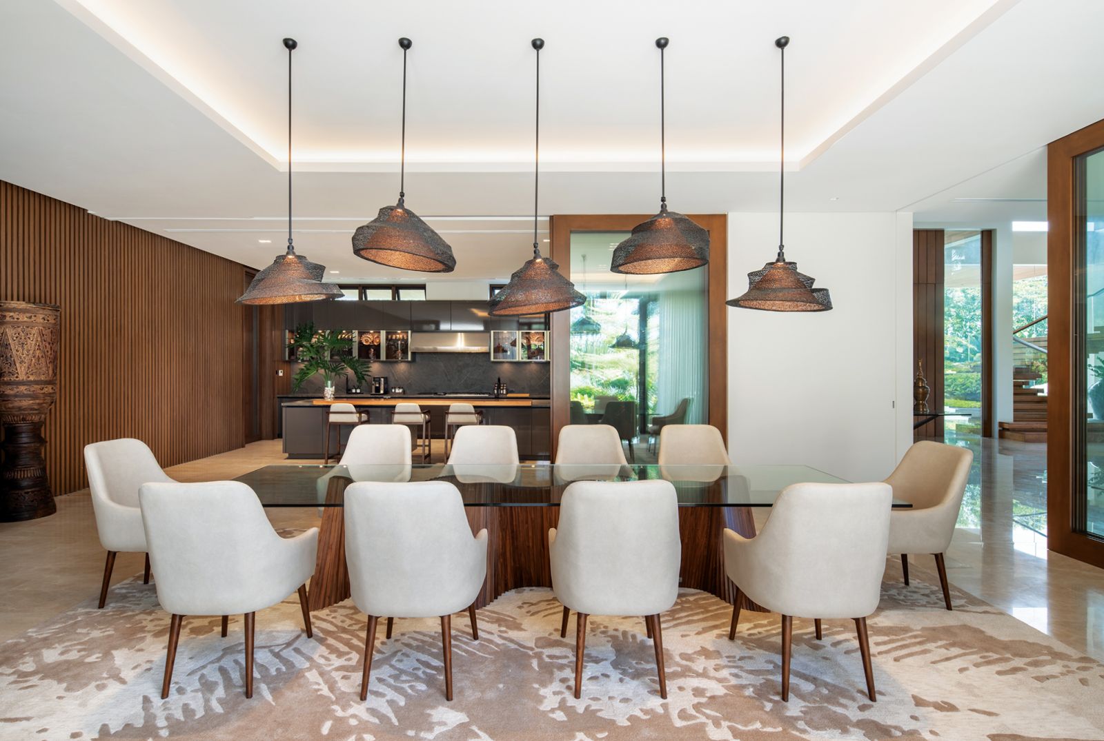 A formal dining room on the first floor