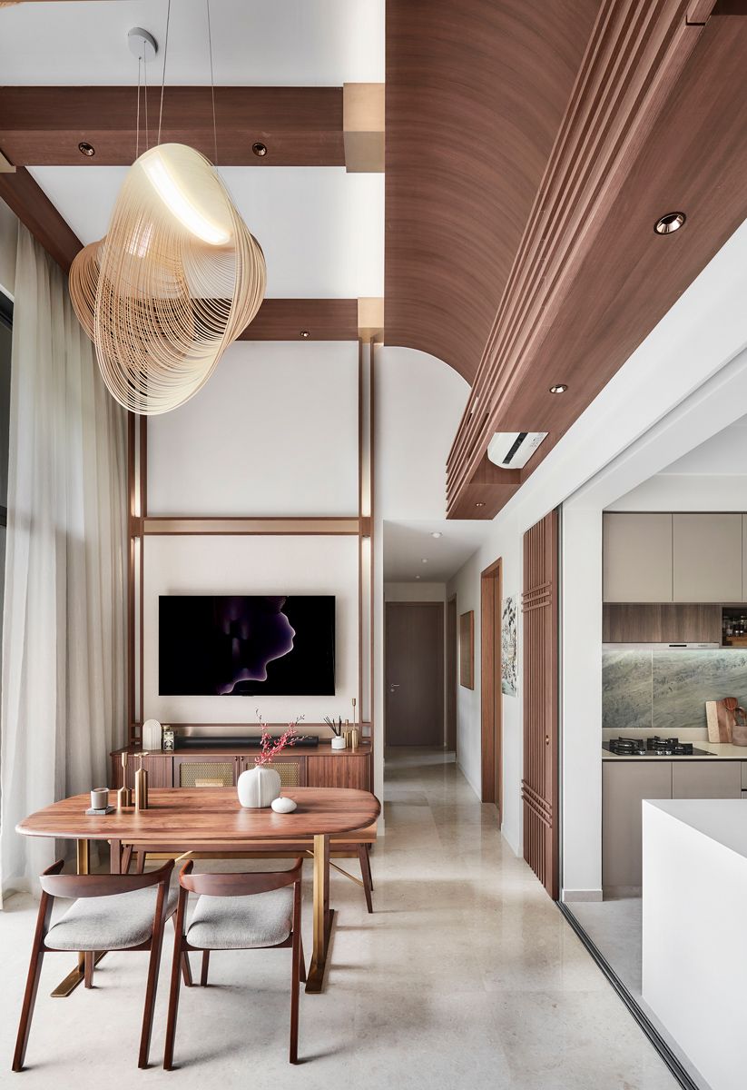 Timber elements bring an organic feel to the living area