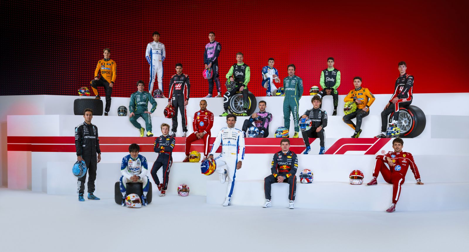 The 2025 Formula 1 Drivers stand for the drivers photocall.(Photo:Getty Images)