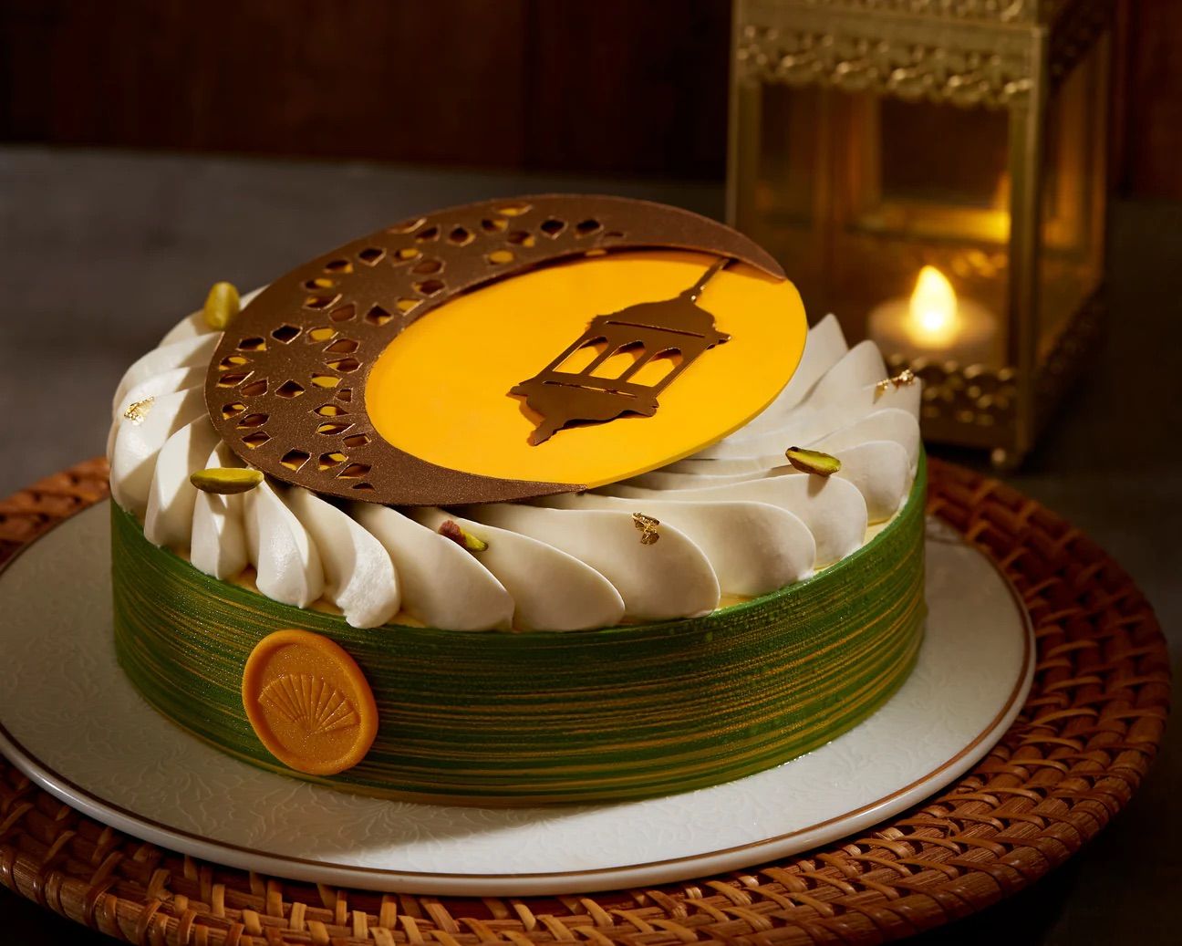 Pistachio Kunafa Date Cake from the Mandarin Oriental Cake Shop