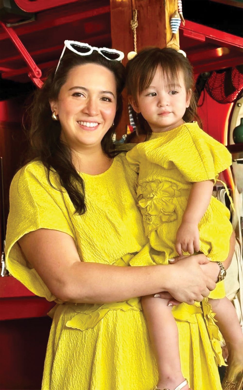 Audrey with her daughter, Aurora, during the welcome lunch