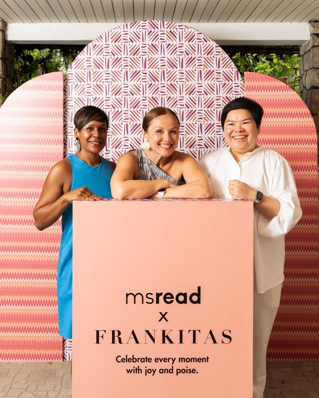 Gaya Subramaniam and Francisca Turner of Frankitas (left) with Kristy Yong of Ms. Read at the launch of the Ms Read x Frankitas collection at Bungalow18 by Frankitas in 2024 (Photo: Ms. Read)