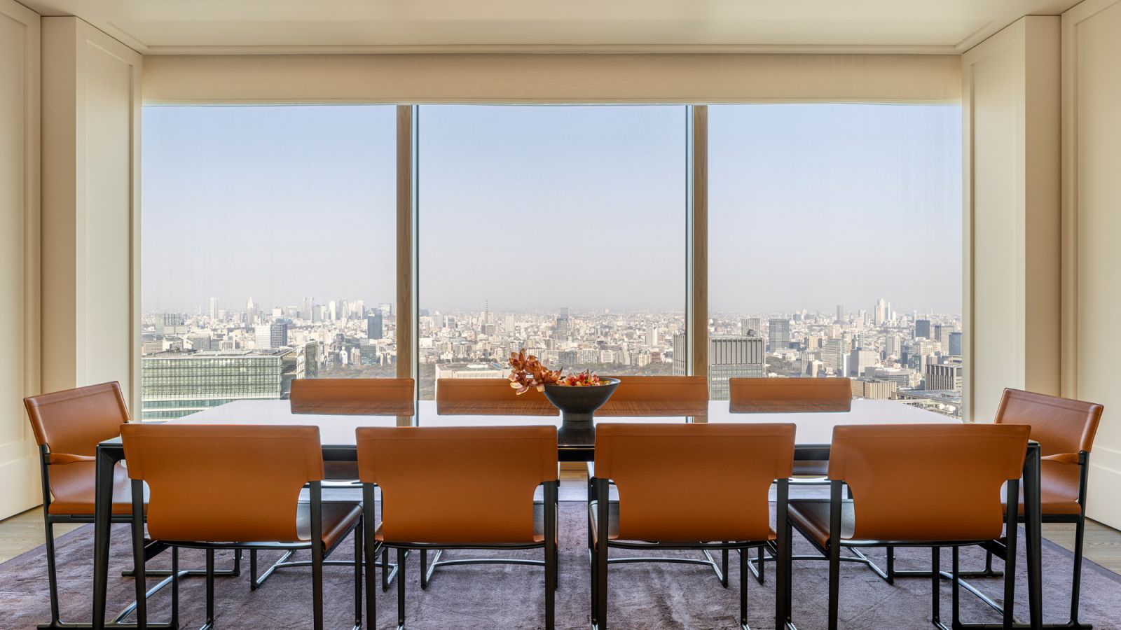 The dining room with a view at the Bvlgari Suite