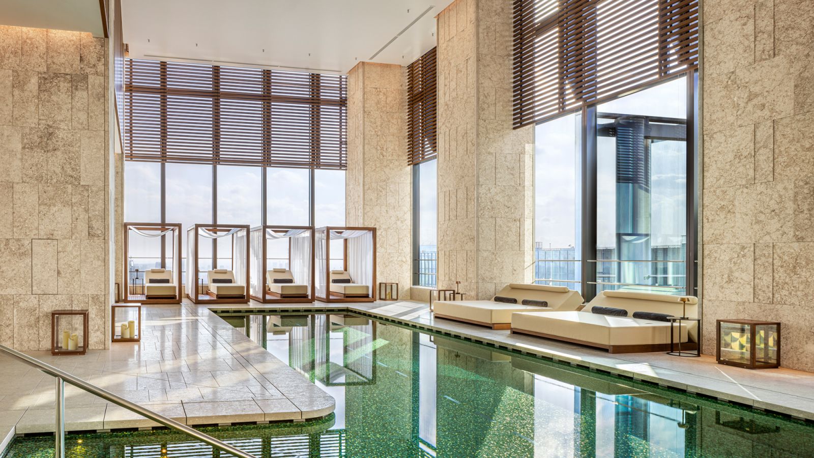 The airy and inviting pool area;