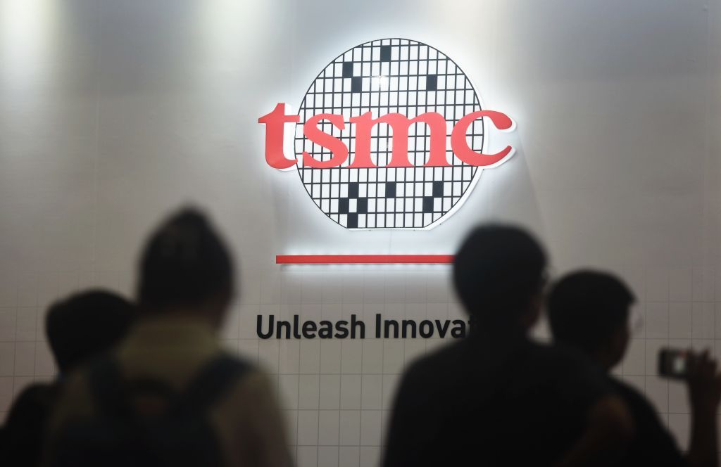 Visitors visit the booth of TSMC at the 2023 World Semiconductor Congress in Nanjing, Jiangsu province, China, July 19, 2023. (Photo by Costfoto/NurPhoto via Getty Images)