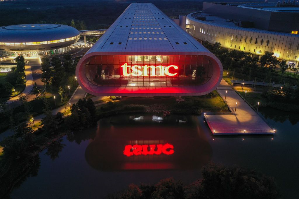 NANJING, CHINA - AUGUST 10: Aerial view of Taiwan Semiconductor Manufacturing Company (TSMC) factory on August 10, 2022 in Nanjing, Jiangsu Province of China. (Photo by VCG/VCG via Getty Images)