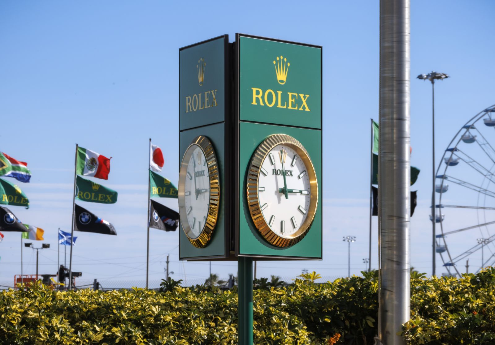 Rolex Clock in the infield at the 2025 Rolex 24 At Daytona