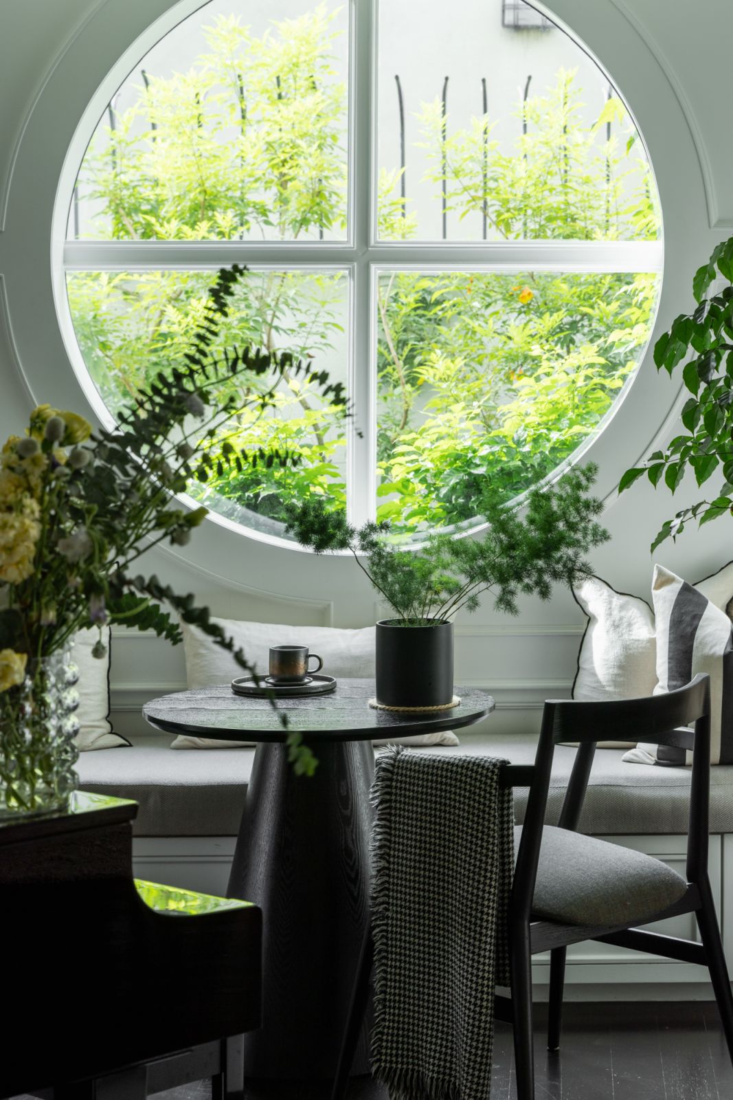 Sculptural accents and natural finishes create a space that feels both curated and lived-in