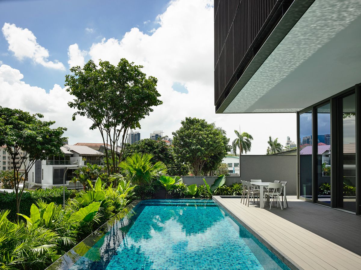The elevation of the plot creates an opportunity for a pool with a view