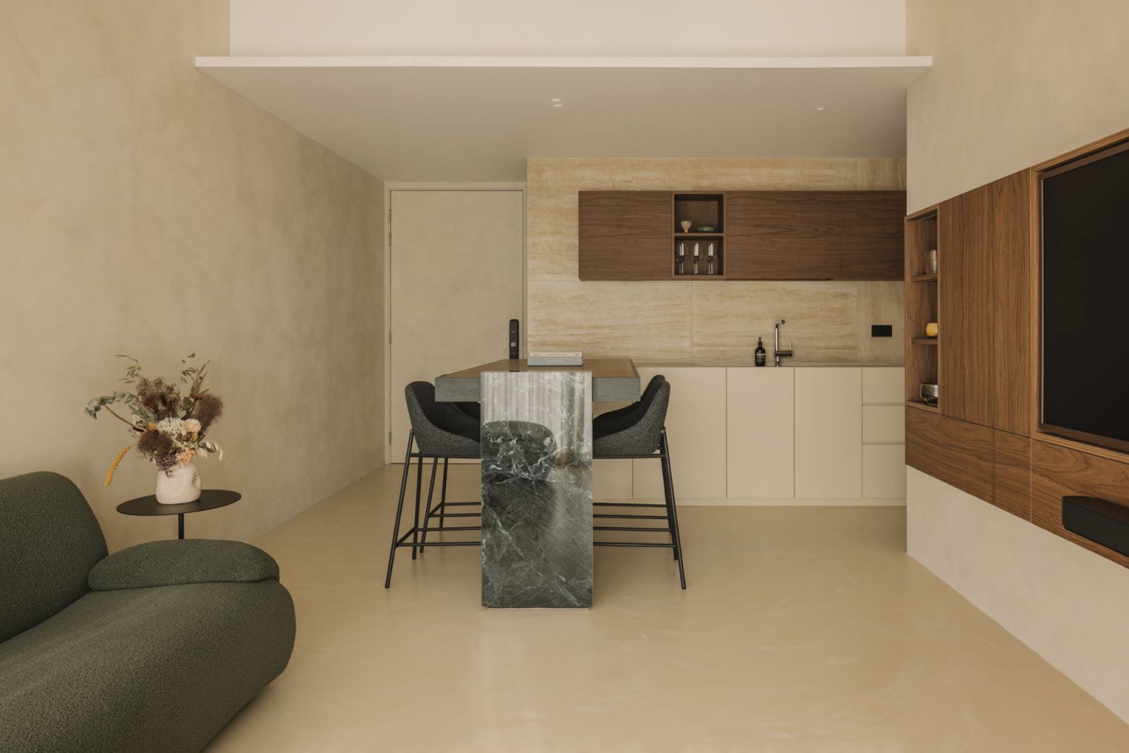 The sleek and luxurious common areas of the Leonie Hill apartment