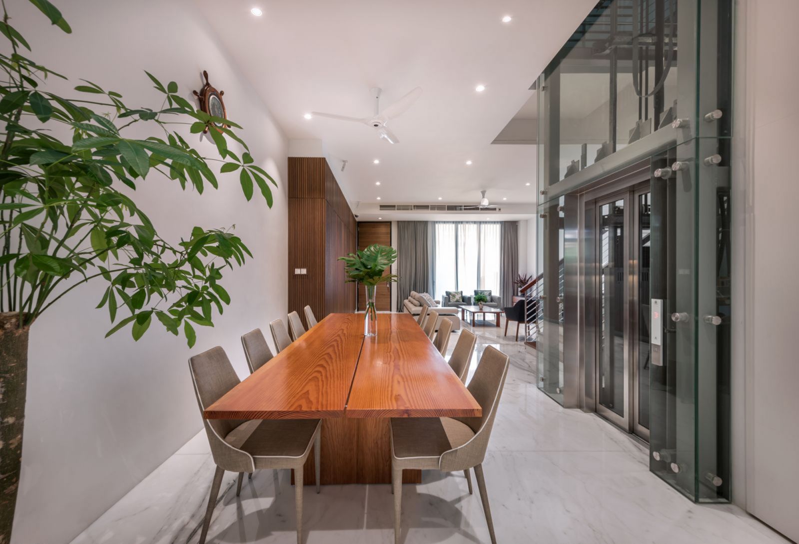 The dining space in the Faber Drive home offers ample room for large gatherings