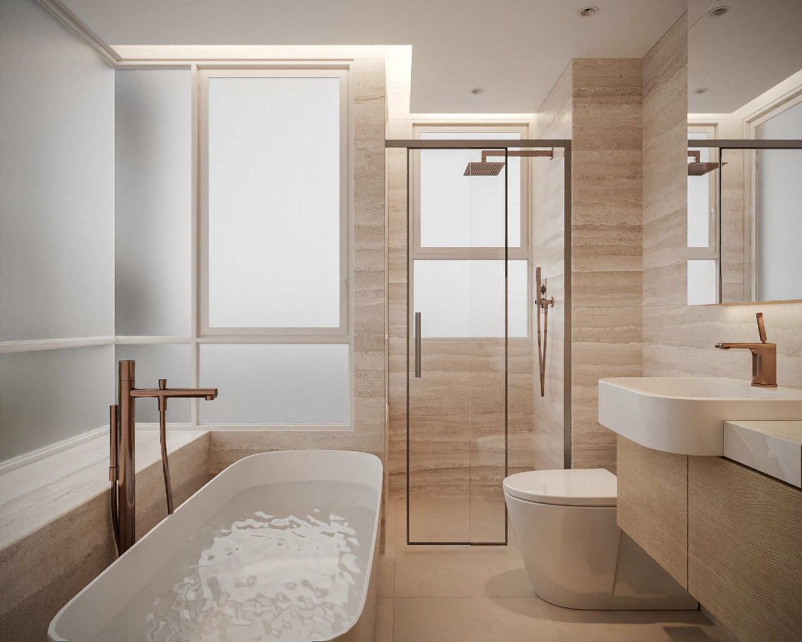A view of the resort-style master bathroom