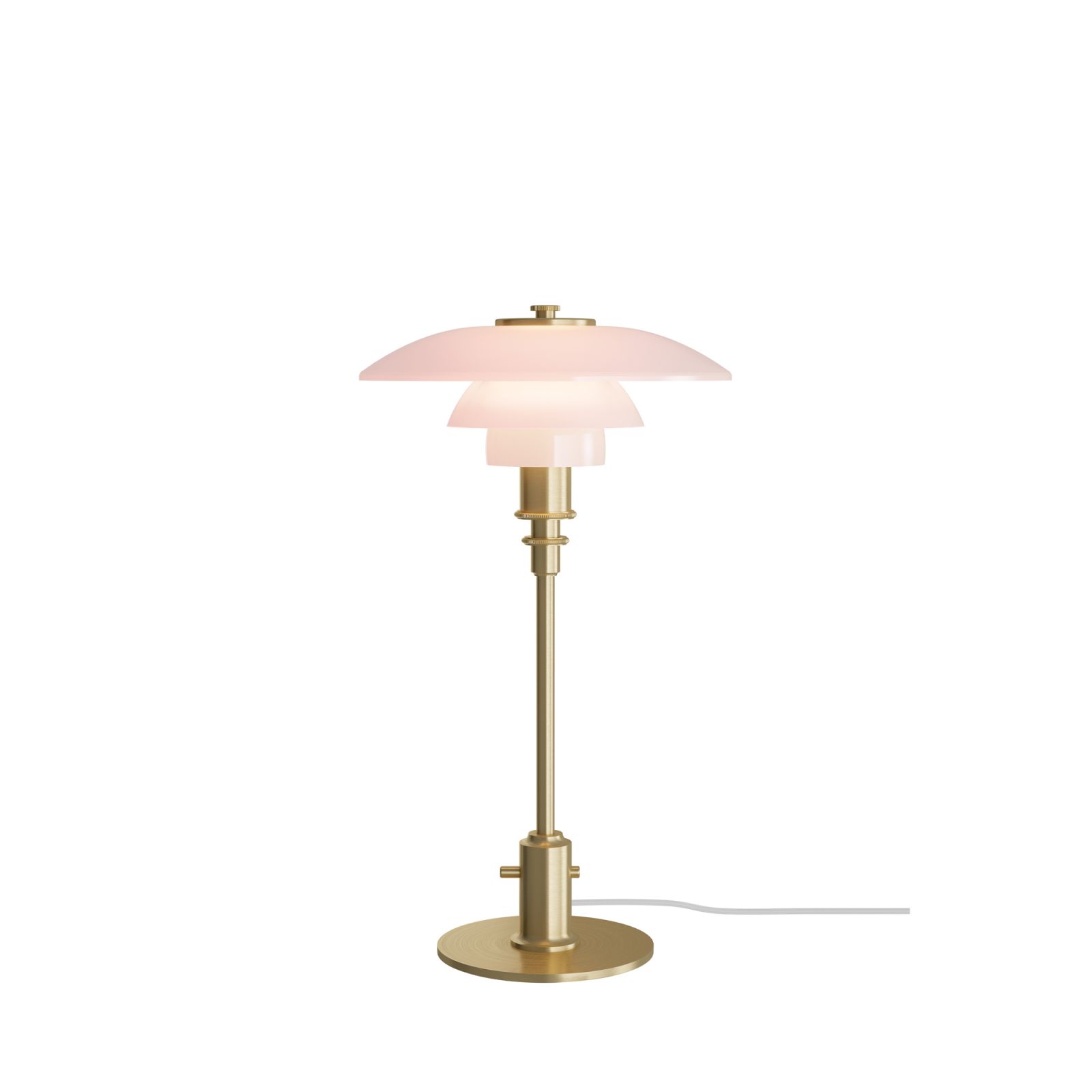 Louis Poulsen PH 2/1 pale rose brass table lamp by Poul Henningsen, from Xtra