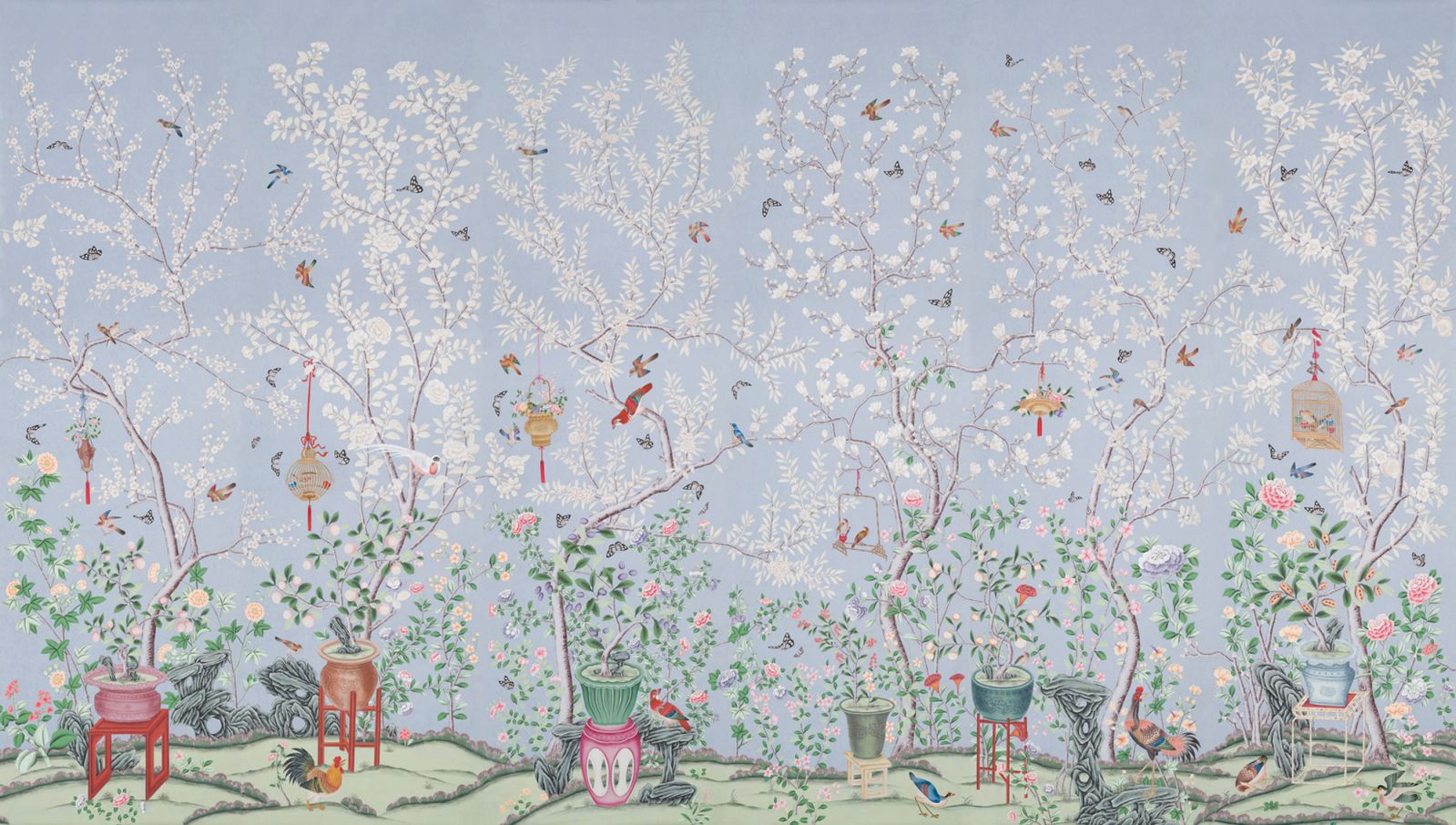 De Gournay Belvoir Wyatt hand-painted wallpaper