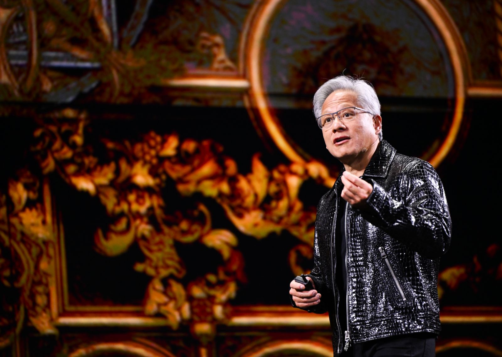 Nvidia CEO Jensen Huang addresses participants at the keynote of CES 2025 in Las Vegas.(Photo:Getty Images)