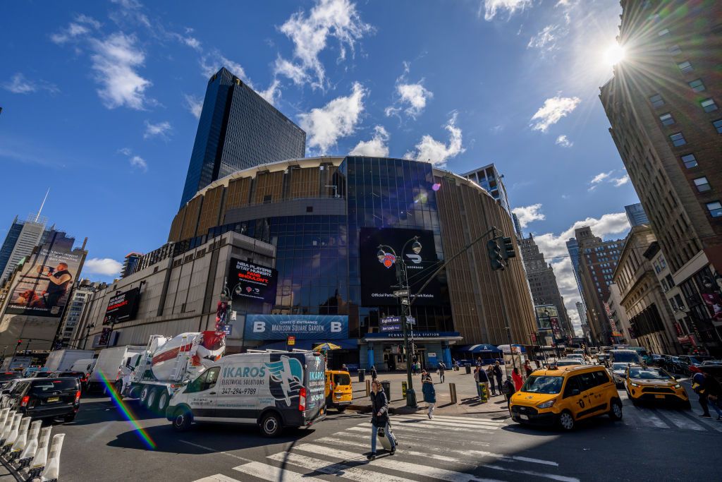 NEW YORK, NEW YORK - MARCH 19: A view of Madison Square Garden with Penn 1 behind on March 19, 2024 in New York City. (Photo by Roy Rochlin/Getty Images)