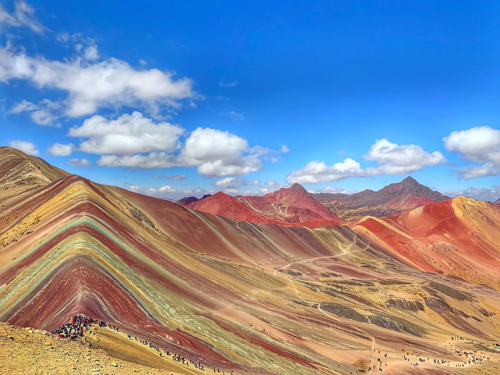 Vinicunca or Winikunka, also called Montaña de Siete Colores or Rainbow Mountain, is a mountain in Peru. The altitude is 5,200 meters above sea level.
