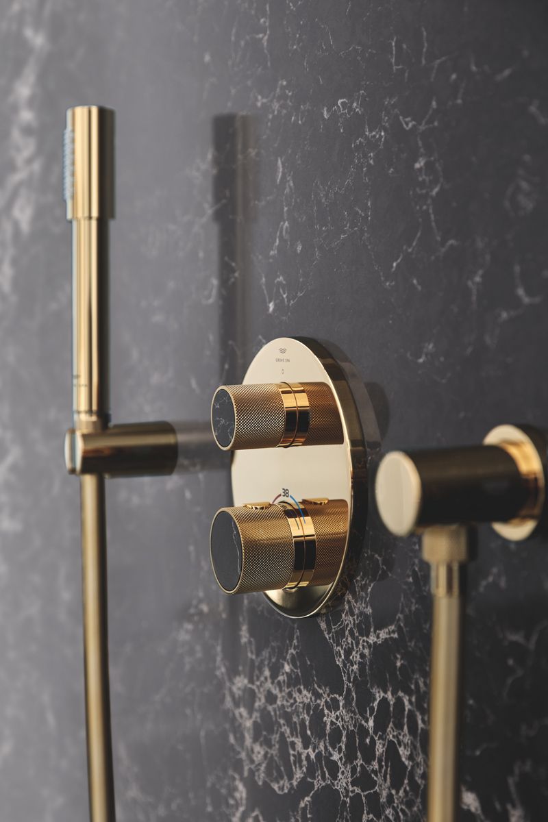 Grohe Spa Atrio Private Collection shower fitting in gold finish