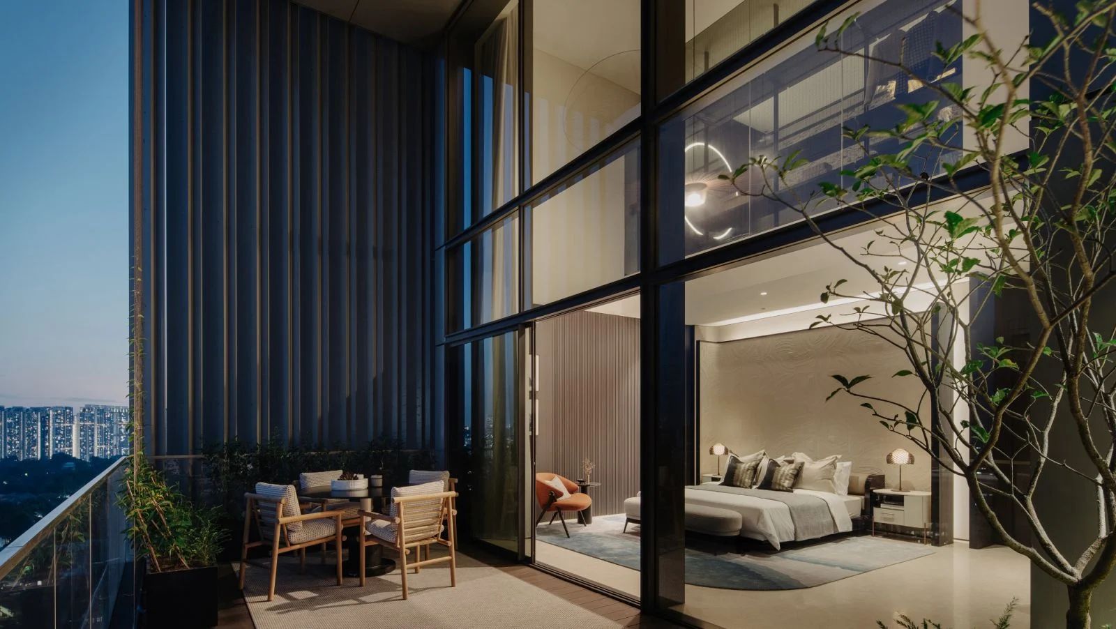 The master bedroom takes up a third of the penthouse’s footprint