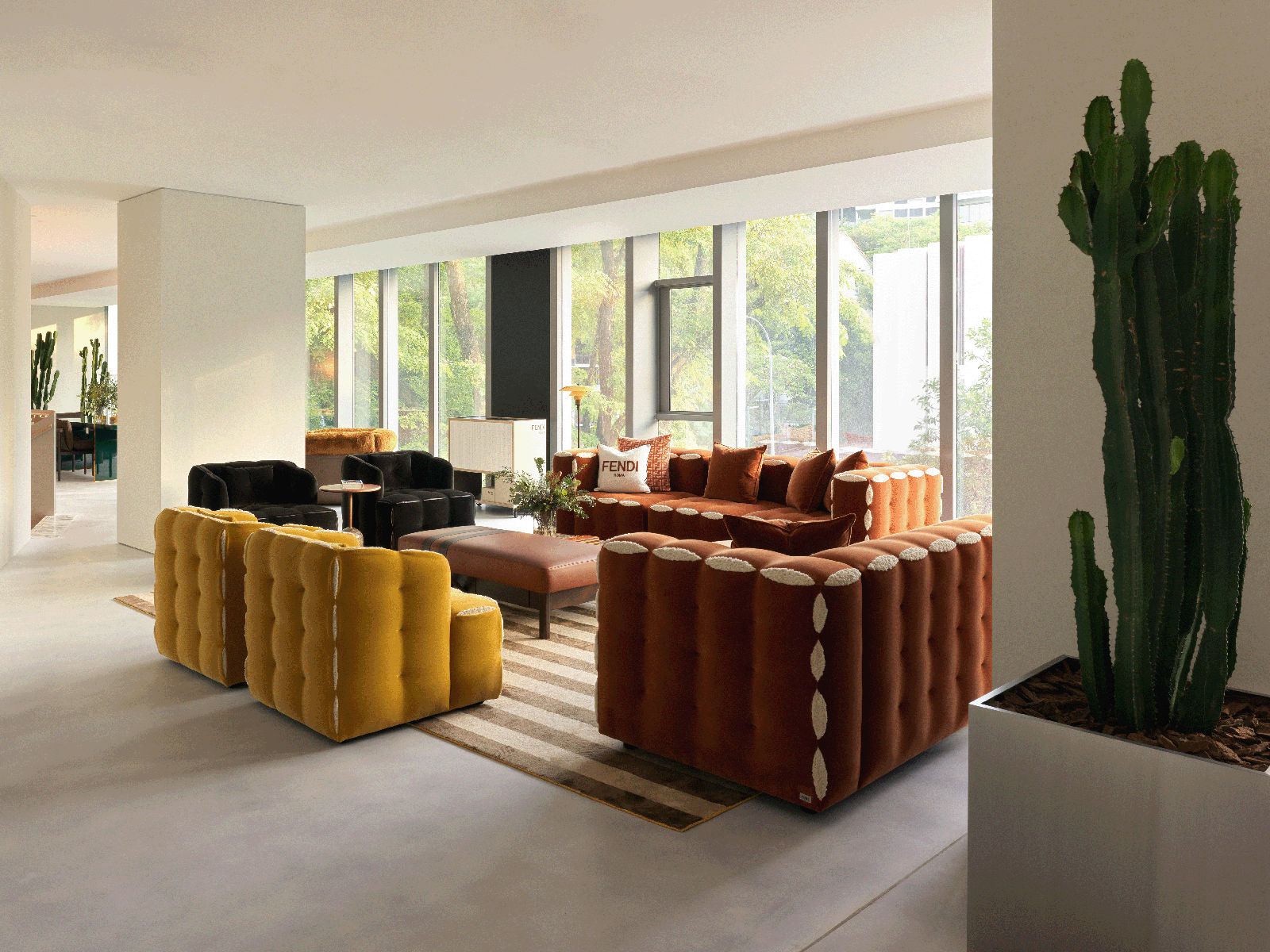 The upper floor of Fendi Casa provides a gallery-like space for meticulously crafted furniture and accessories