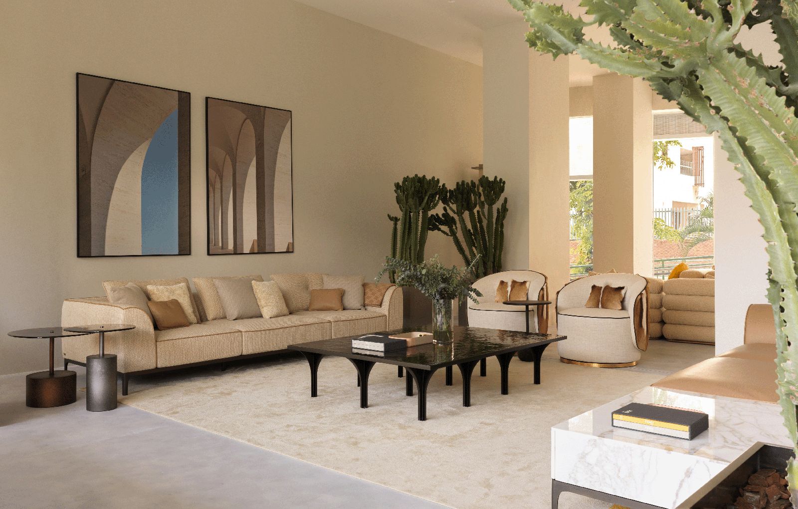The first floor living room setting at the Fendi Casa Singapore showroom