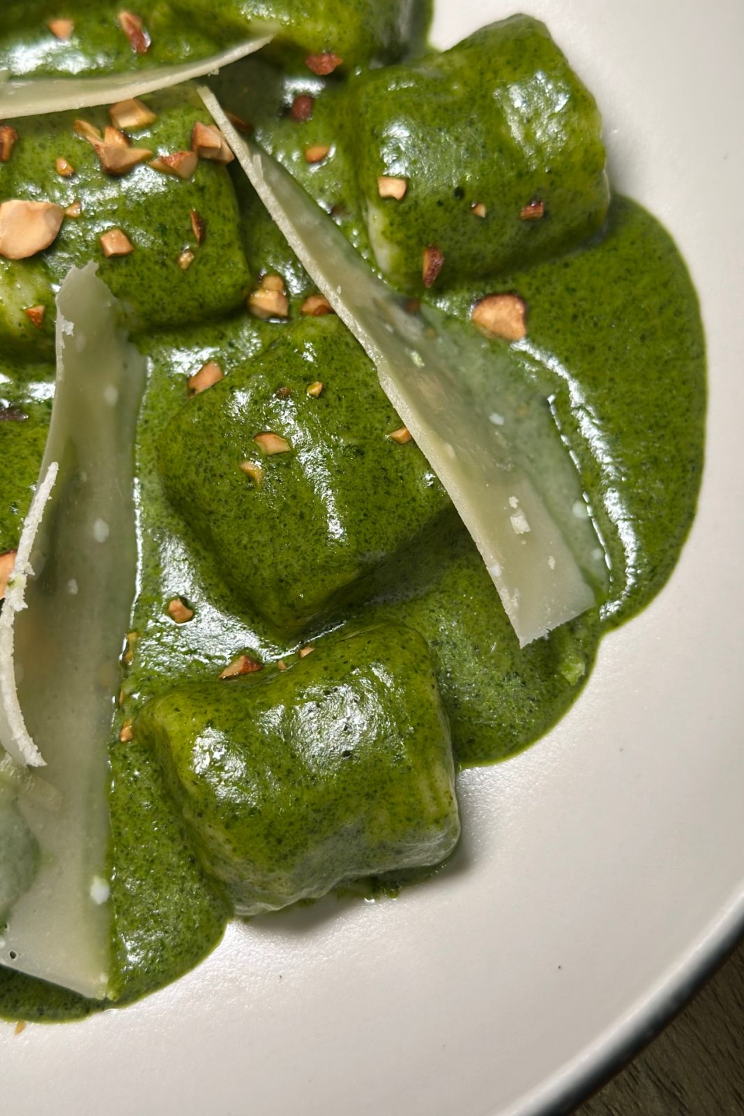 Gnocchi with basil-mustasa peso and candied cashews from Tandem in Legazpi Village