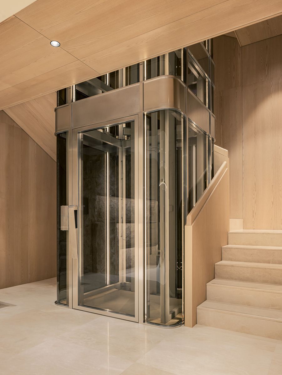 Even the elevator core exhibits meticulous craftsmanship