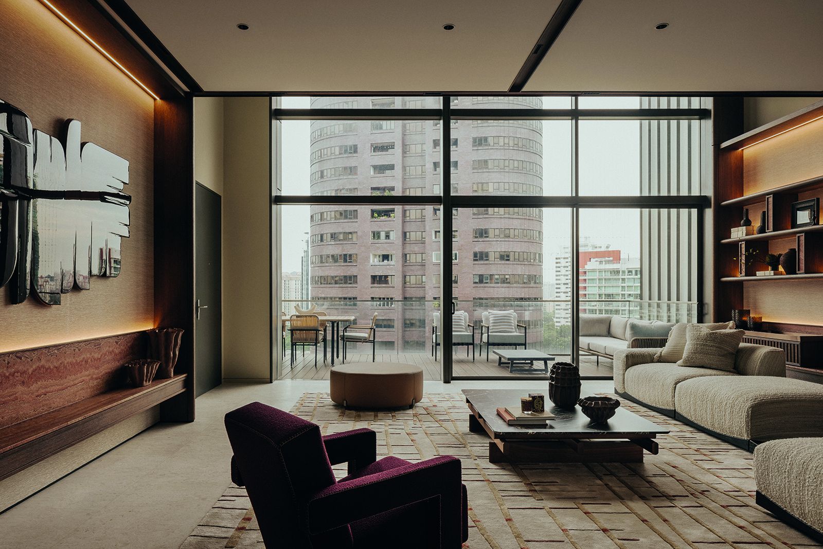 The expansive living space boasts unspoilt skyline views