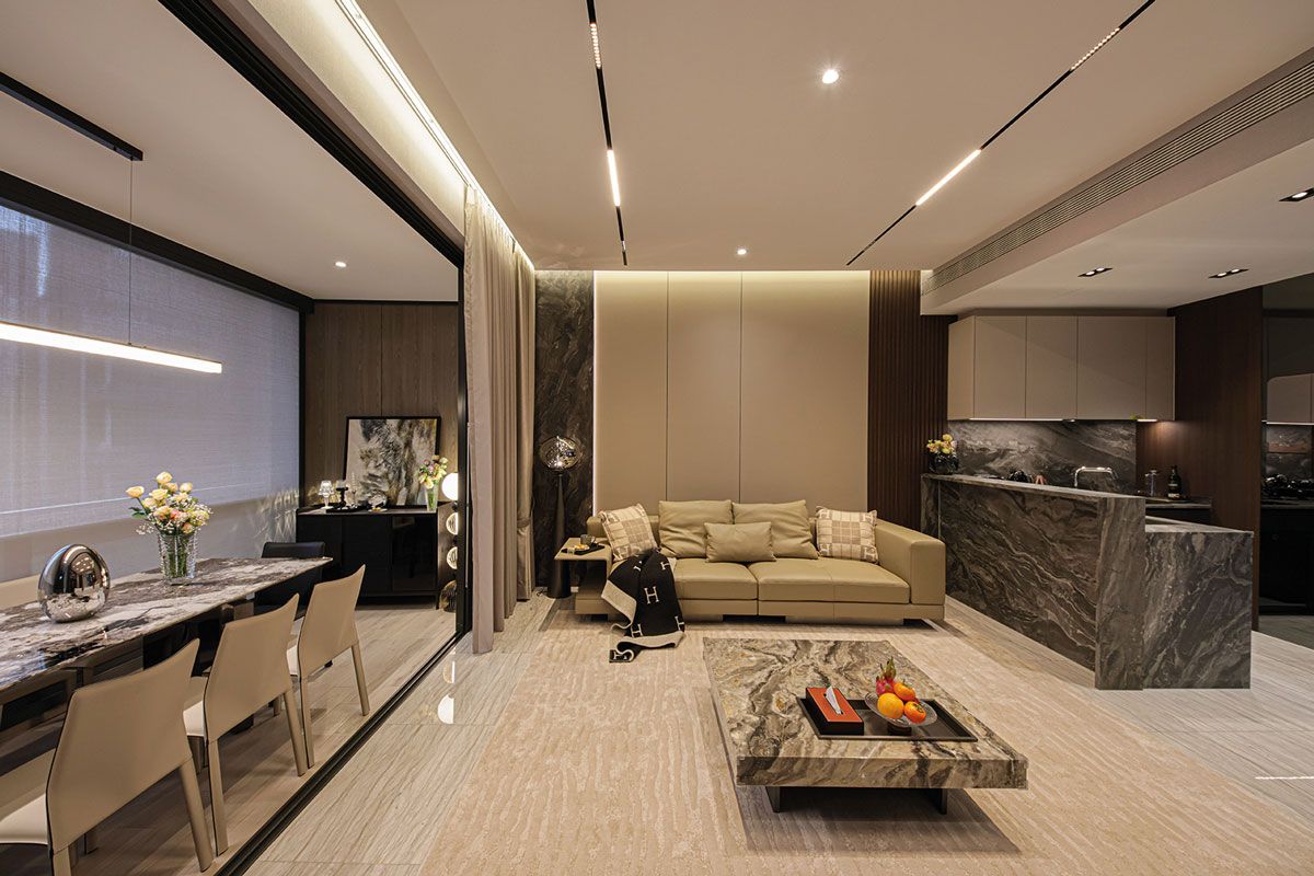 Neutral tones promote an air of calm and relaxation in the home’s common zones