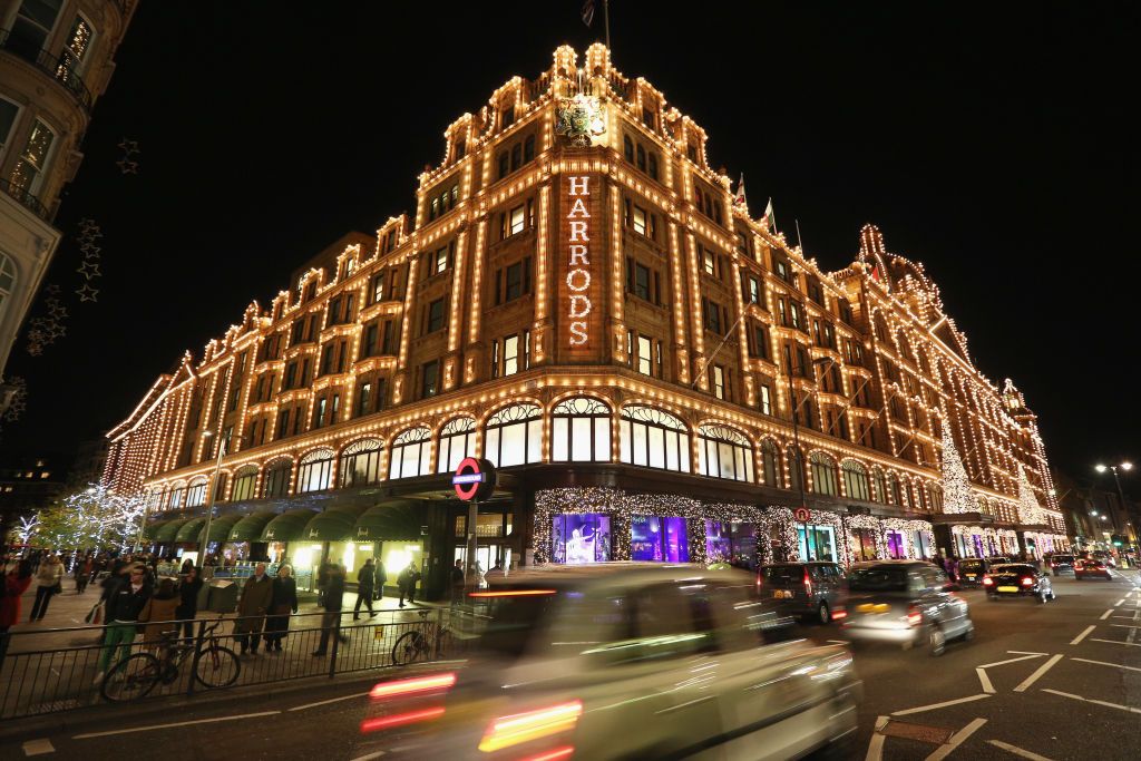 LONDON, ENGLAND - NOVEMBER 29: Harrods department store in Knightsbridge on November 29, 2012 in London, England. Many prominent retailers in the capital have produced elaborate festive window displays to entice Christmas shoppers with less than one calendar month remaining before Christmas Day. (Photo by Oli Scarff/Getty Images)