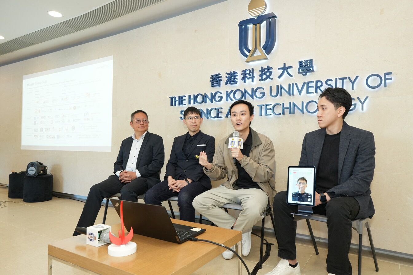 Wong, PanopticAI’s co-founder and CEO, introduces the company’s technology at a press conference (Photo: HKUST)