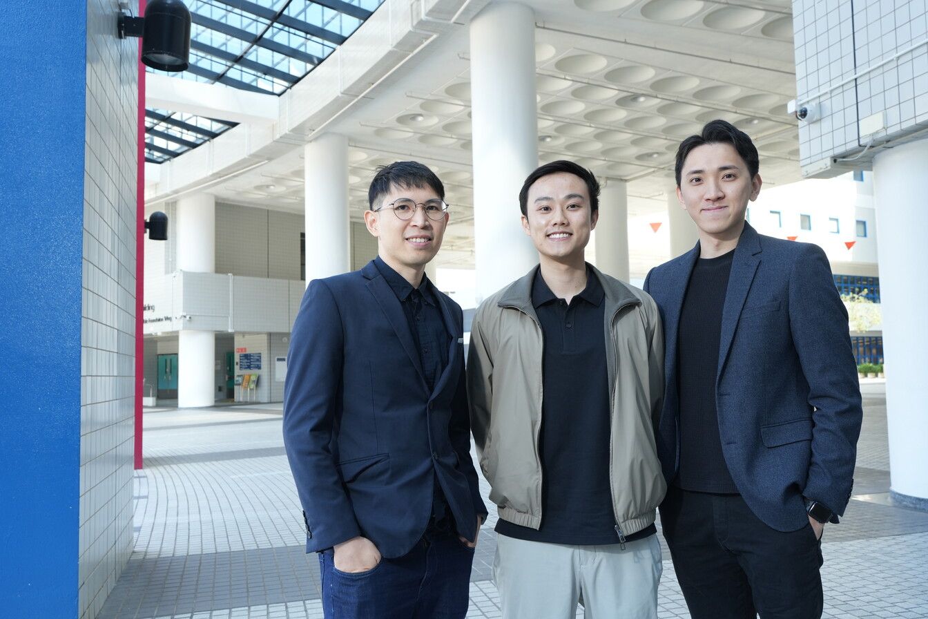 Kyle Wong, a Gen.T Leader of Tomorrow, co-founded PanopticAI, a health technology startup in Hong Kong, with Nick Chin, who is standing on the left, and Teric Chan, who is on the right (Photo: HKUST)