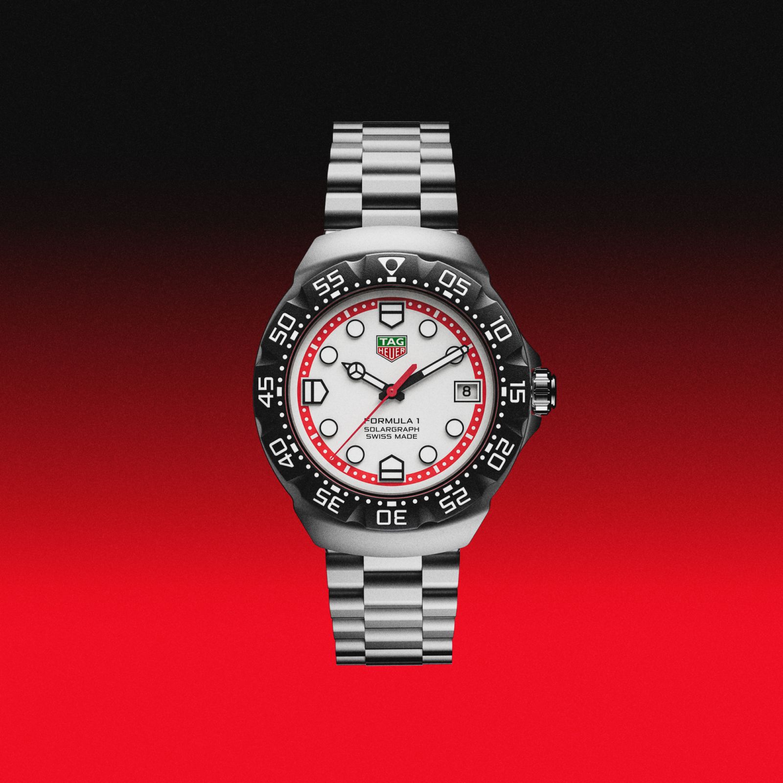 Tag Heuer Formula 1 with a white dial and black bezel