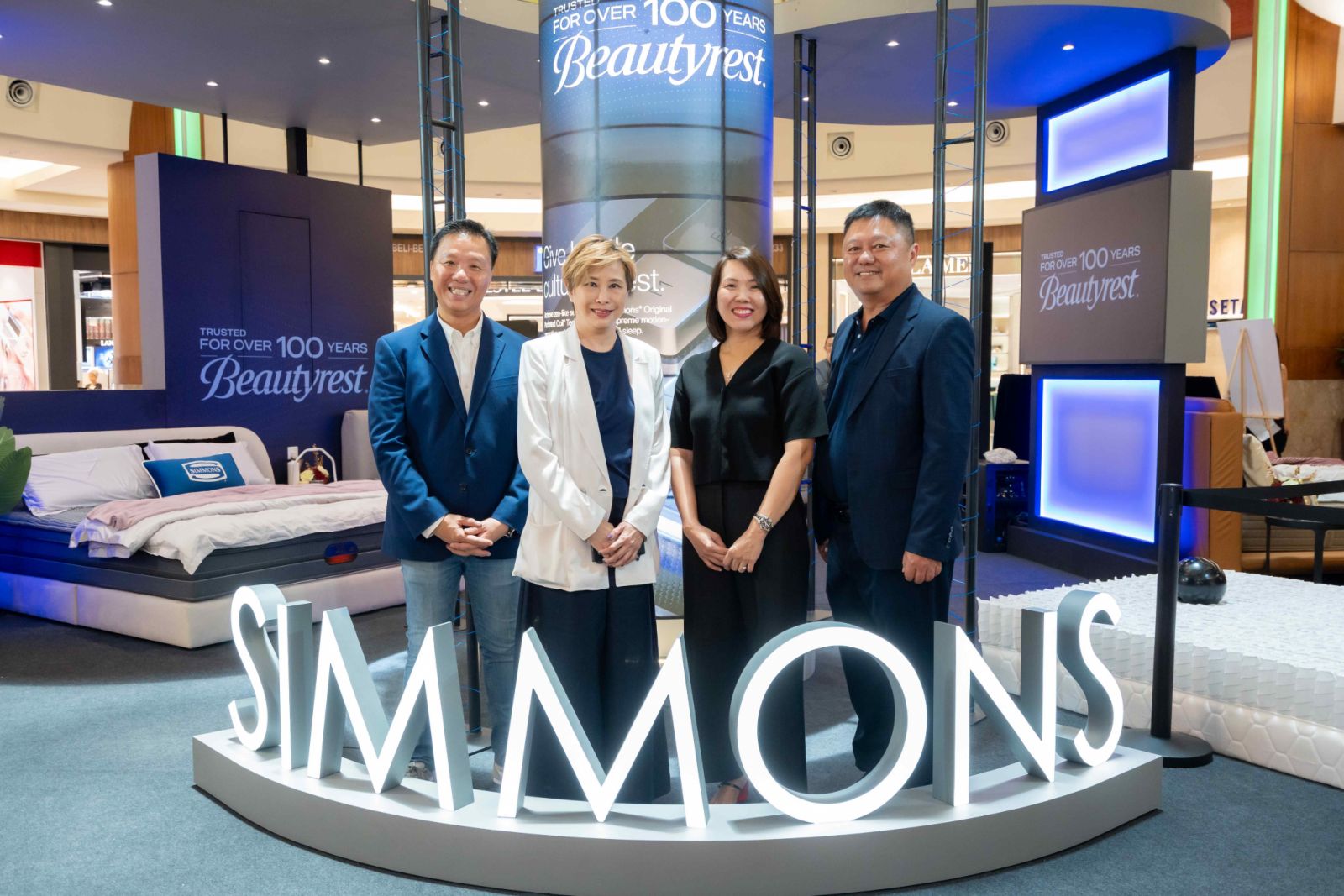 From left: Aloysius Chew, regional general manager of Simmons Southeast Asia, Samantha Vong, managing director of Simmons Southeast Asia, Aileen Ong, brand and business development manager of Simmons Malaysia, and Ben Khoo, managing director of Beking Holding, distributor of Simmons Malaysia