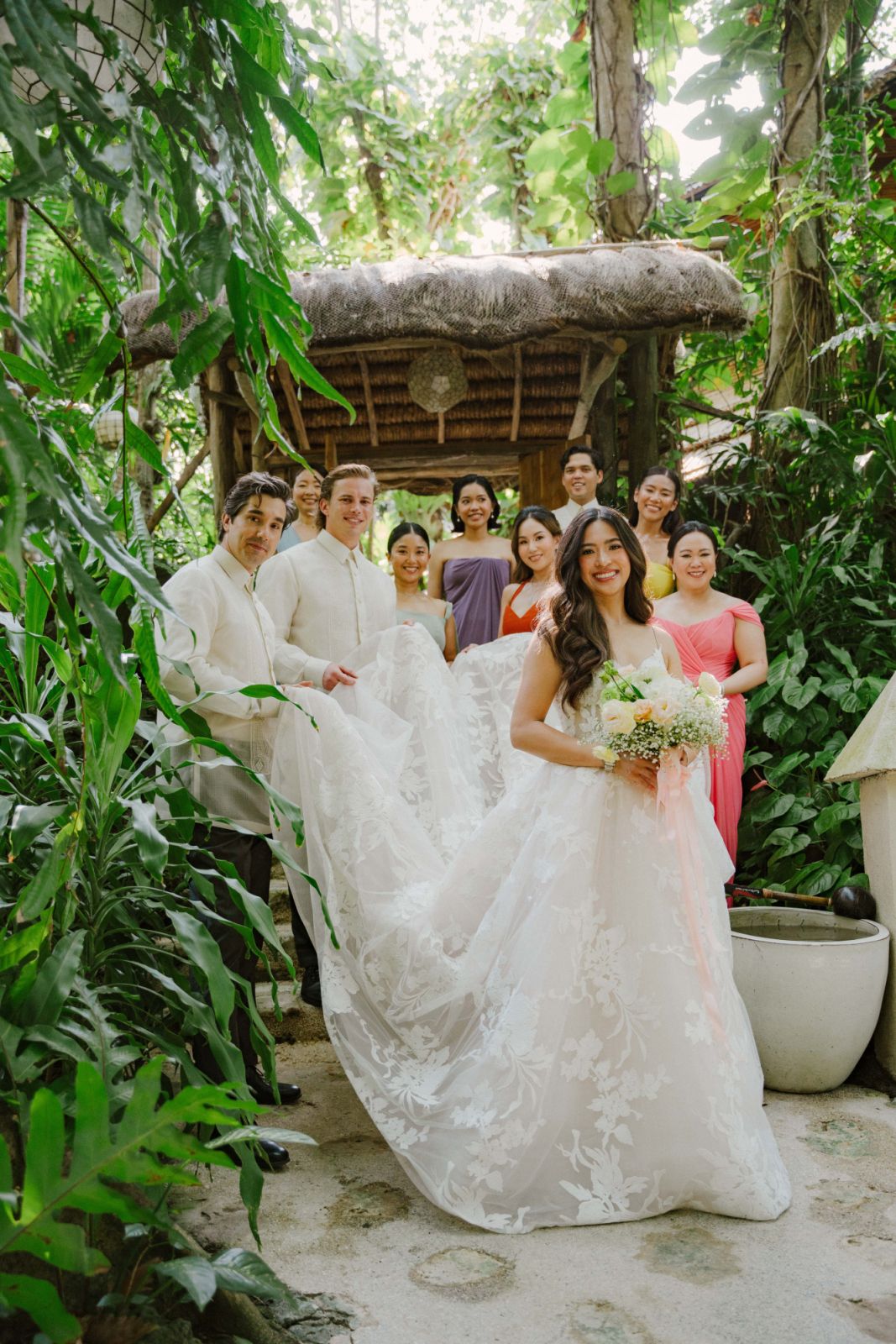 The bride in a Monique Lhuillier gown