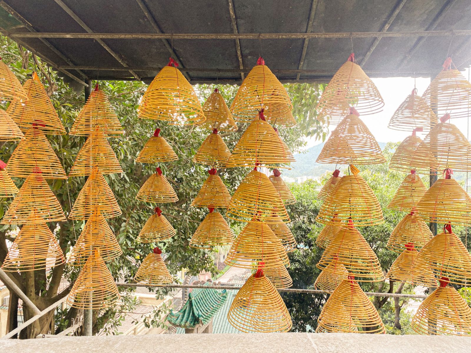 Yellow, spiral incense found inside the A-Ma Temple (Photo: Angela Nicole Guiral)