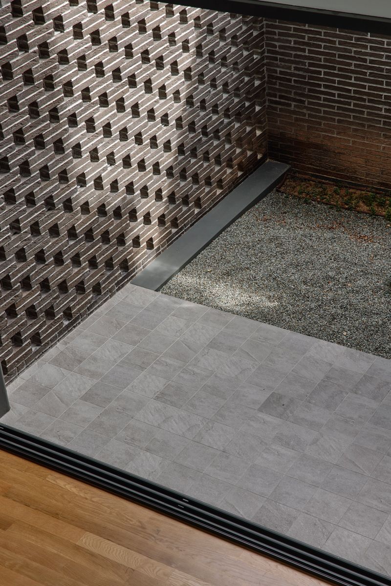 A close-up detail of the meticulously executed meeting of materials