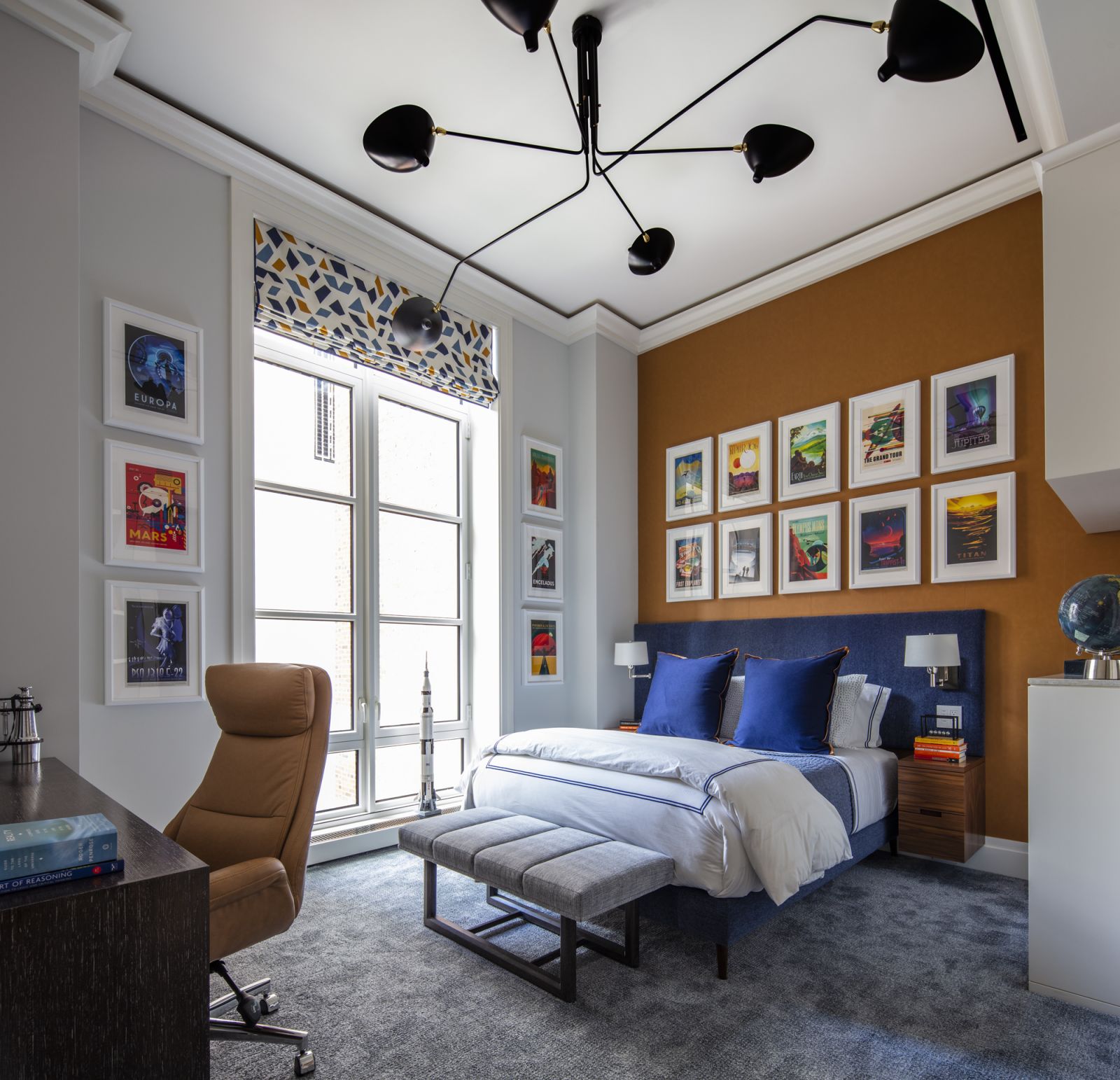 One of the bedrooms in a Central Park, New York family home