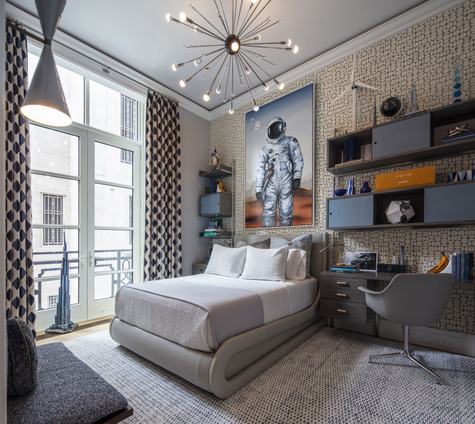 One of the bedrooms in a Central Park, New York family home