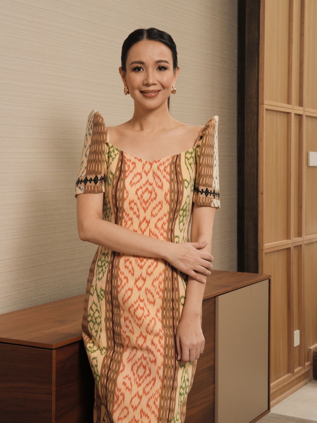 Tootsy Angara is regal in one of Kaayo Modern Mindanao’s stunning custom ternos (Photo: Courtesy of Kaayo Modern Mindanao)
