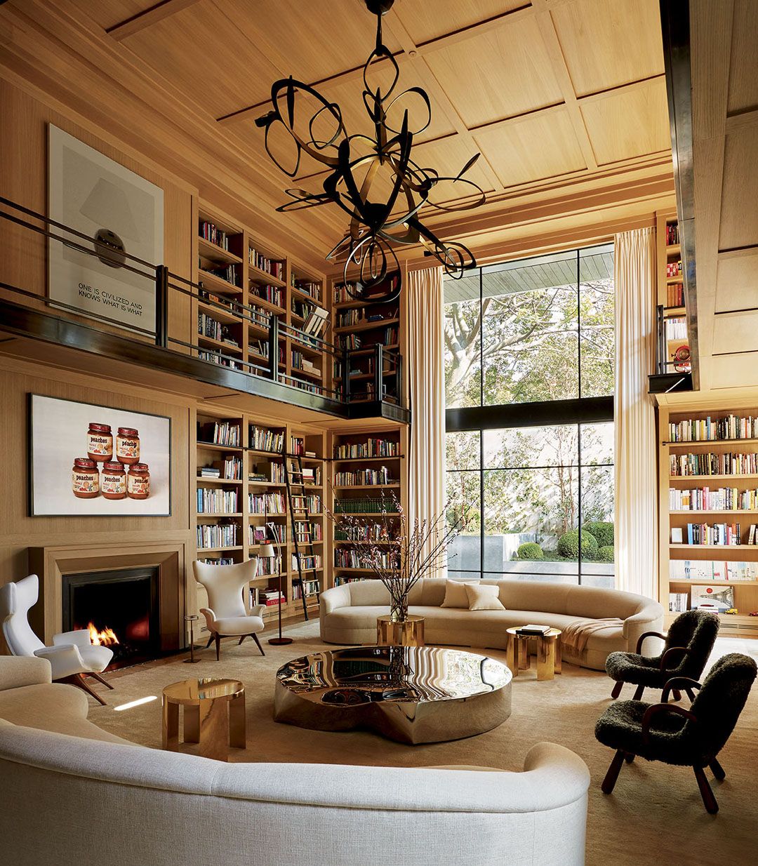 The library of Eugenio López Alonso’s home in Mexico City designed by Luis Bustamante Interiors (Photo: Instagram/@ricardolabougle)