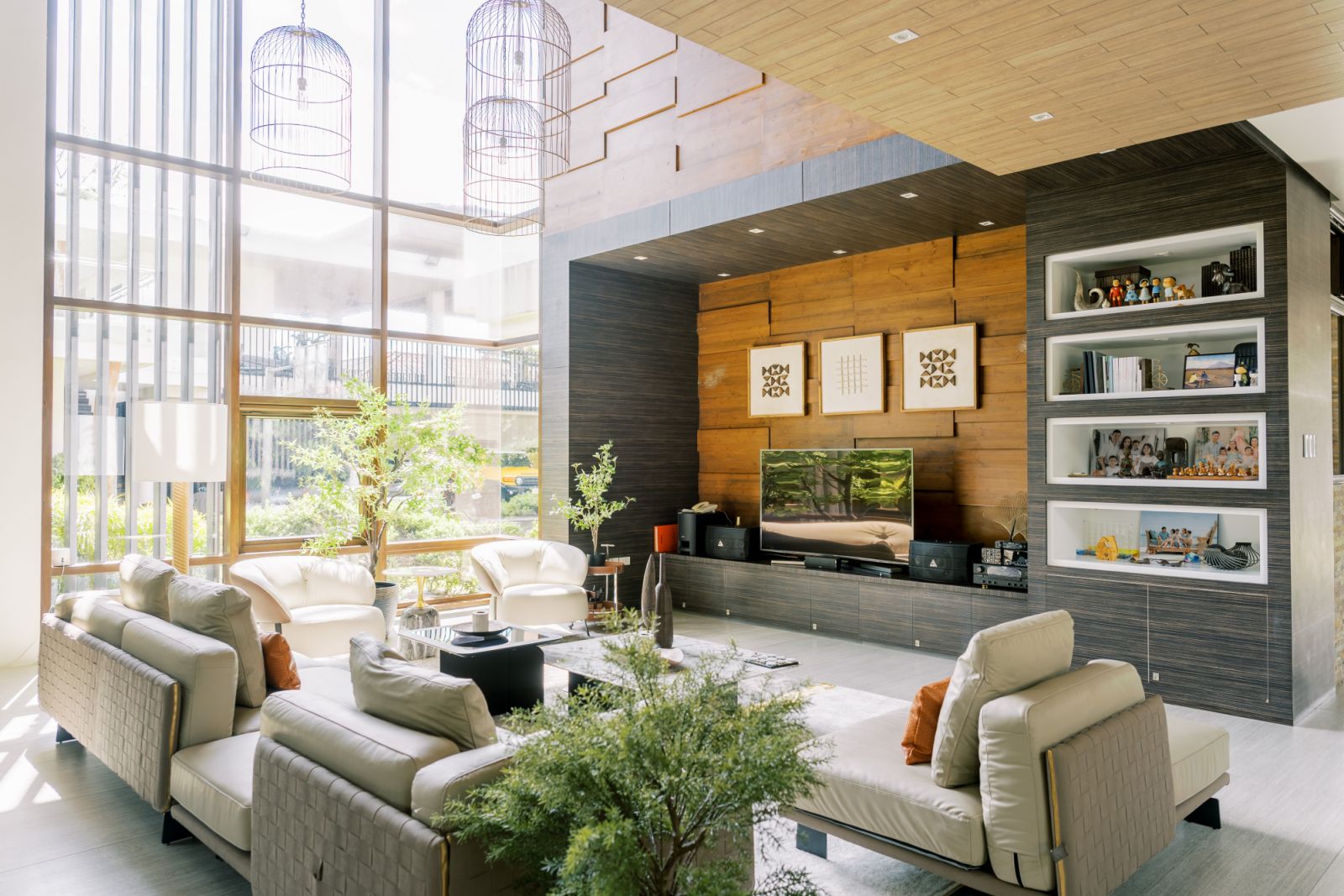 The living room in an Ozamiz, Misamis Occidental home designed by M + S Studio