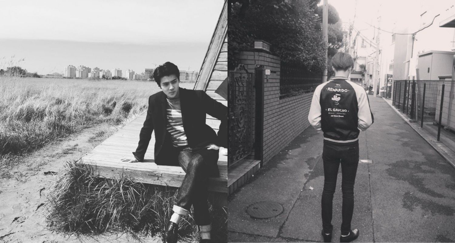Monochrome Maturity. By the time 2014 rolled around, Sehun’s wardrobe had shifted into something sleeker. Think black bomber jackets, crisp white tees, and structured trousers. He began embracing the monochrome palette that would become a staple. Less was more, and Sehun made pared-down perfection look enviably easy (Photos: @oosehun/Instagram)