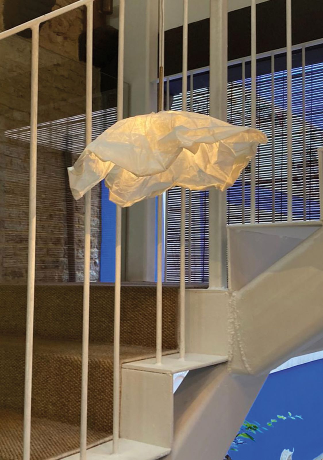 A mock-up of a lamp using banana fibre paper, designed by Goy Architects