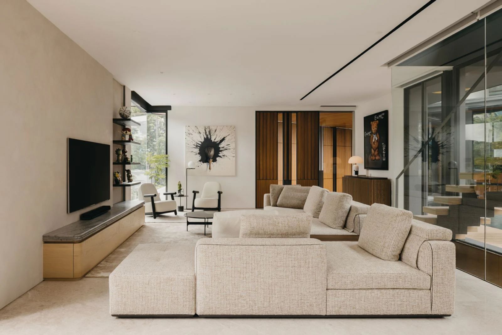 The younger son’s living area features artwork by Korean artist Lee Jung Woong