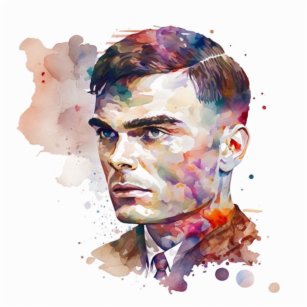 Alan Turing in watercolour generated by Midjourney AI (Photo: Midjourney AI, prompted by Netha Hussain, Wikimedia Commons)
