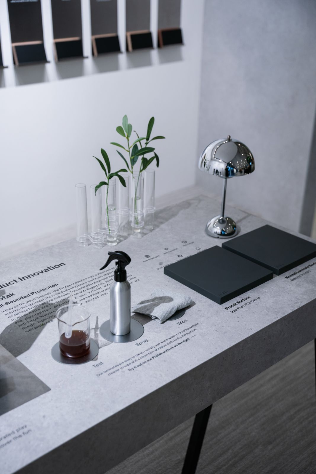 Customers can learn exactly what the laminates are made of in this corner