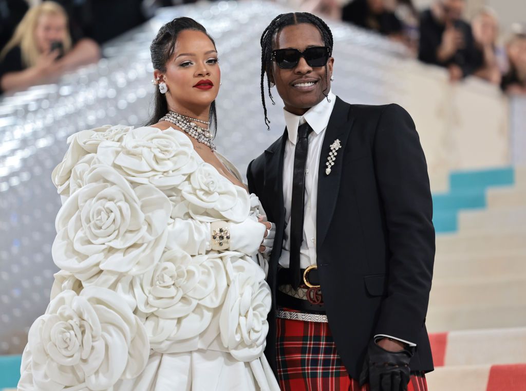 NEW YORK, NEW YORK - MAY 01: Rihanna and A$AP Rocky attend The 2023 Met Gala Celebrating "Karl Lagerfeld: A Line Of Beauty" at The Metropolitan Museum of Art on May 01, 2023 in New York City. (Photo by Jamie McCarthy/Getty Images)